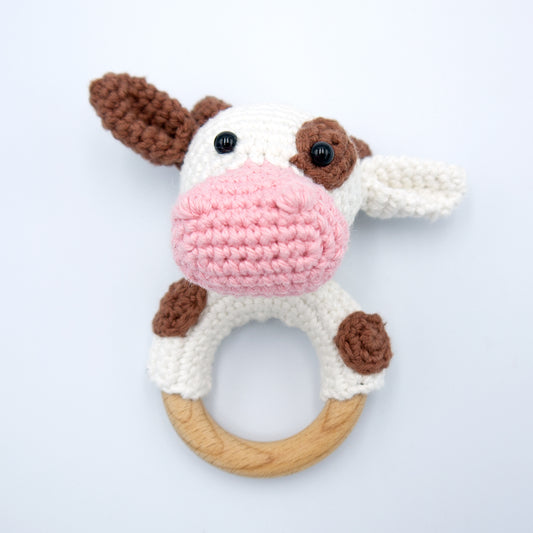 Cow Crochet Baby Rattle