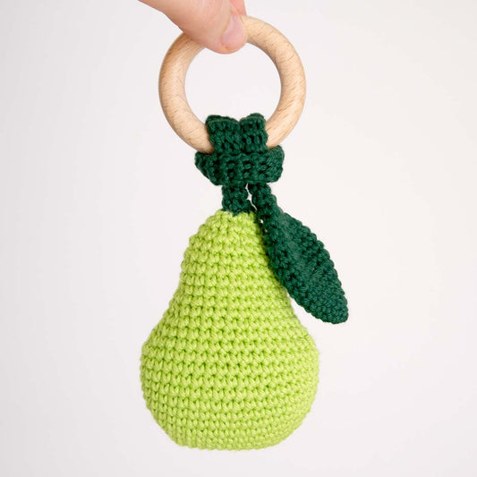 Pear Crochet Baby Rattle